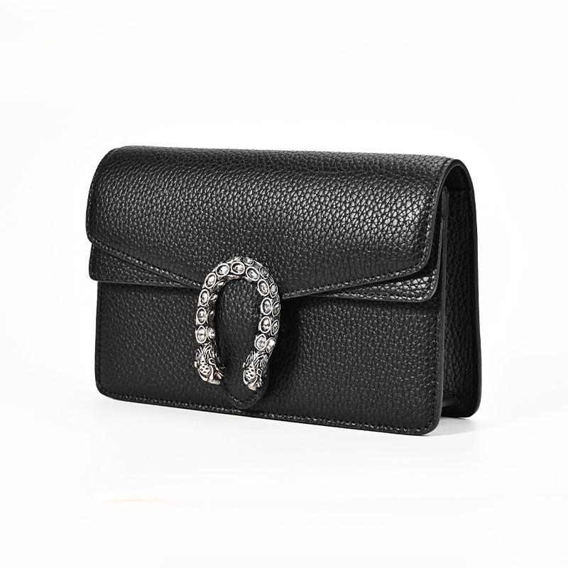 Dionysus Snake Lock Genuine Leather Crossbody Bag – Women's Niche Design, Small Square Chain Envelope Style