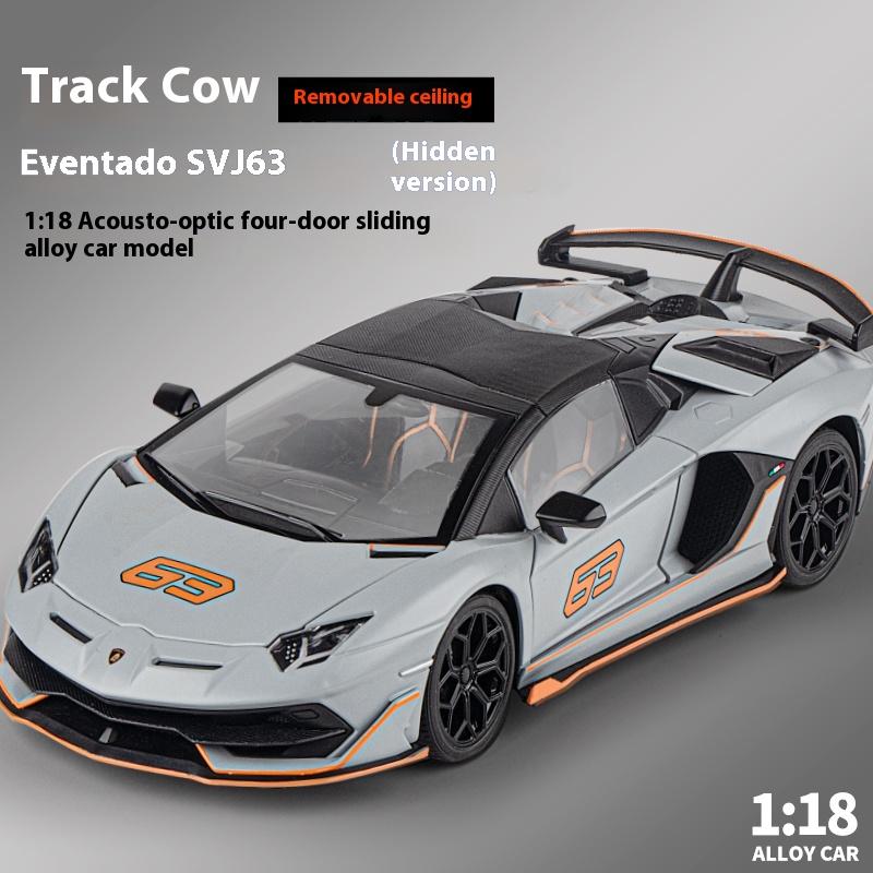 1/18 Scale Lamborghini Aventador SVJ Hidden Edition Race King Supercar Alloy Diecast Model Car Sound & Light Children Toy Gift Present