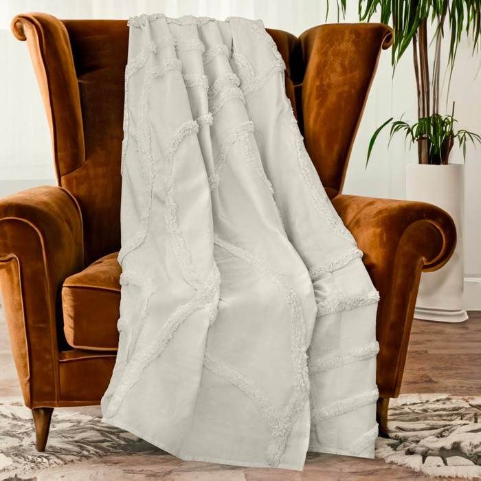 140x200 Cm TUFT White Blanket, by Soleil d'Ocre