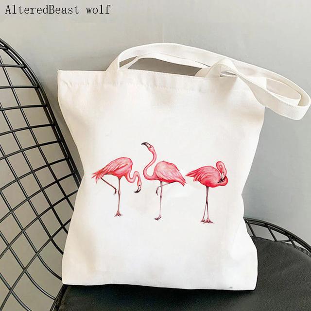 Женская сумка-шоппер Flamingo Art Level Of Flamingos in Gold Bag Harajuku Холщовая сумка-шоппер для девочек-тоут на плечо Женская сумка