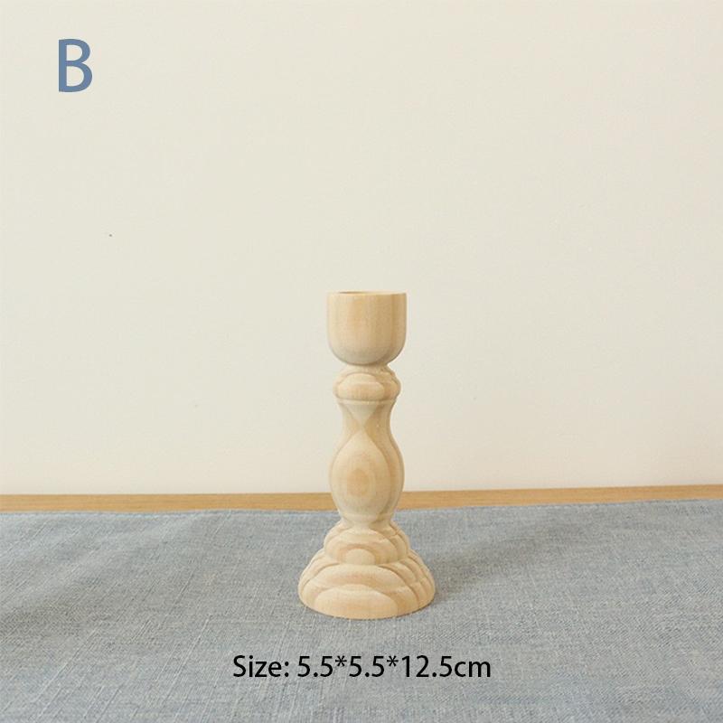 7 Styles Wedding Decorations Wood Candlestick Holder Unpainted Wood Classic Craft Candle Holders