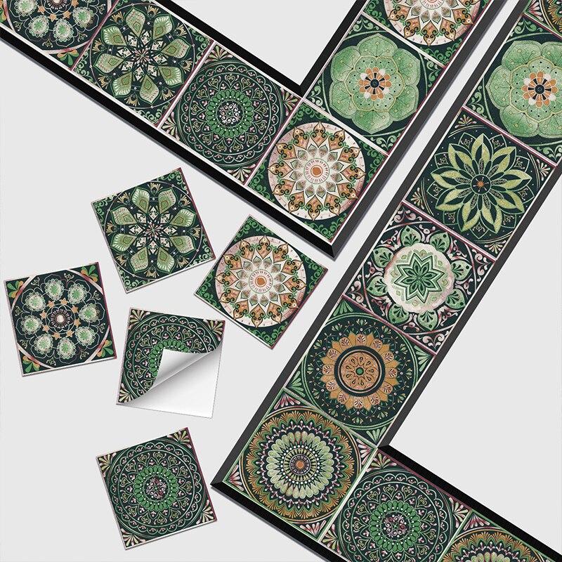 24 винтажных настенных наклейки с изображением мандалы, самоклеящиеся водонепроницаемые наклейки на плитку для кухни, настенная живопись в марокканском стиле для ванной комнаты