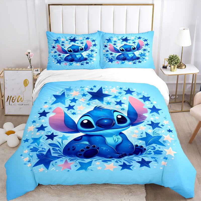 Stitch'S Starry Adventure Print 3Pcs Bedding Setduvet Cover With 2 Bedropillowcase Home Birthday Gift