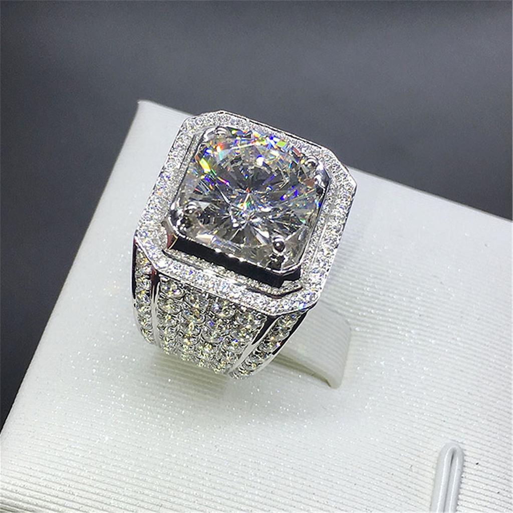 Великолепные мужские кольца с цирконами и стразами, роскошное кольцо для банкета и помолвки цвета меди для мужчин, обручальное кольцо, ювелирные изделия в подарок