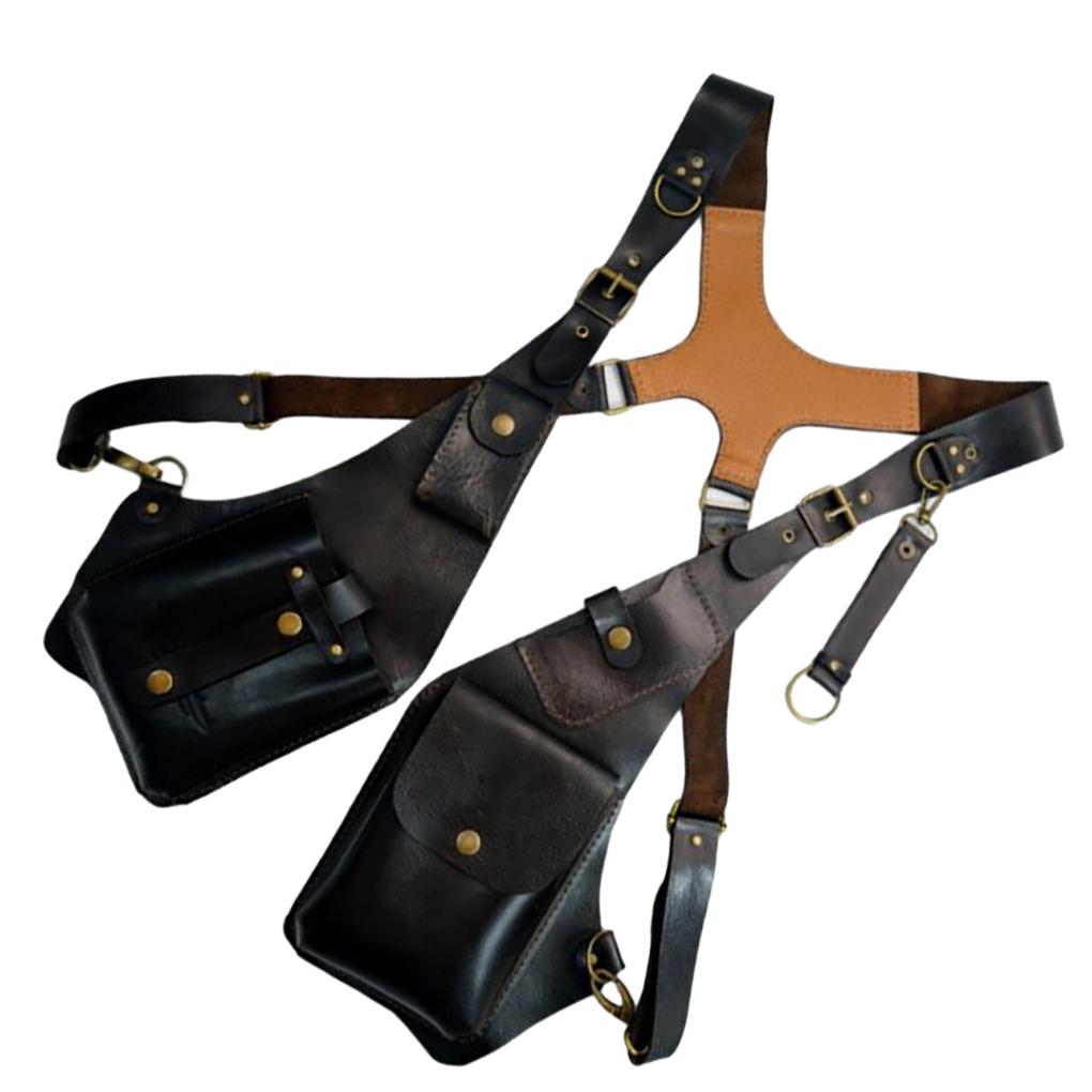 European American Style Retro PU Leather Shoulder Strap Underarm Shoulder Bag Men Women Outdoor Square Bag Mobile Phone Bag