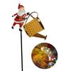 Yousheng Christmas Santa Solar Kettle Lights Garden Lawn Decorative Lights Waterproof Watering Can String Light Metal Santa Ground Lamp for Outdoor