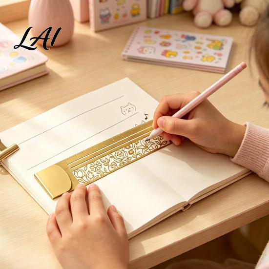 Portable Metal Bookmark Multi-functional Ruler Ghost/Snowman/Cat/Dog/Tiger/Bird/Dinosaur/Flower Shape Hollow Design Iron Measurement Ruler