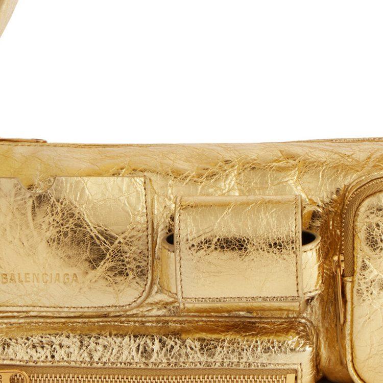 Balenciaga Superbusy Lambskin Handbag, Shoulder Bag Women's Gold 7625162AAVI8018