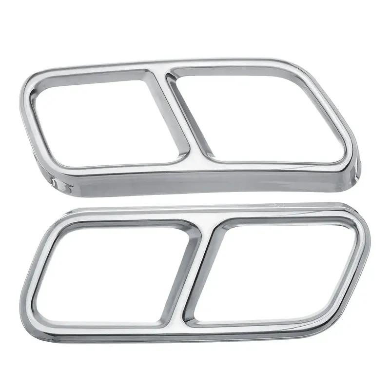 1 пара глянцевых черных / серебристых накладок из нержавеющей стали на задние двойные выхлопные трубы для Mercedes Benz S-класса 10-17 W221 W222 C217