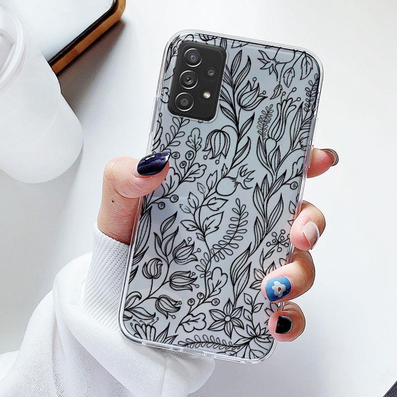 Чехол для телефона Samsung A52s A52 Цветочный силиконовый чехол для Samsung Galaxy A52 Fundas Coque Прозрачный мягкий Capas Цветочный TPU