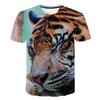 Весенне-летние топы, мужская одежда больших размеров, футболка с 3D принтом животных, футболки с рисунком тигра, топ с короткими рукавами и круглым вырезом, дышащие мужские рубашки