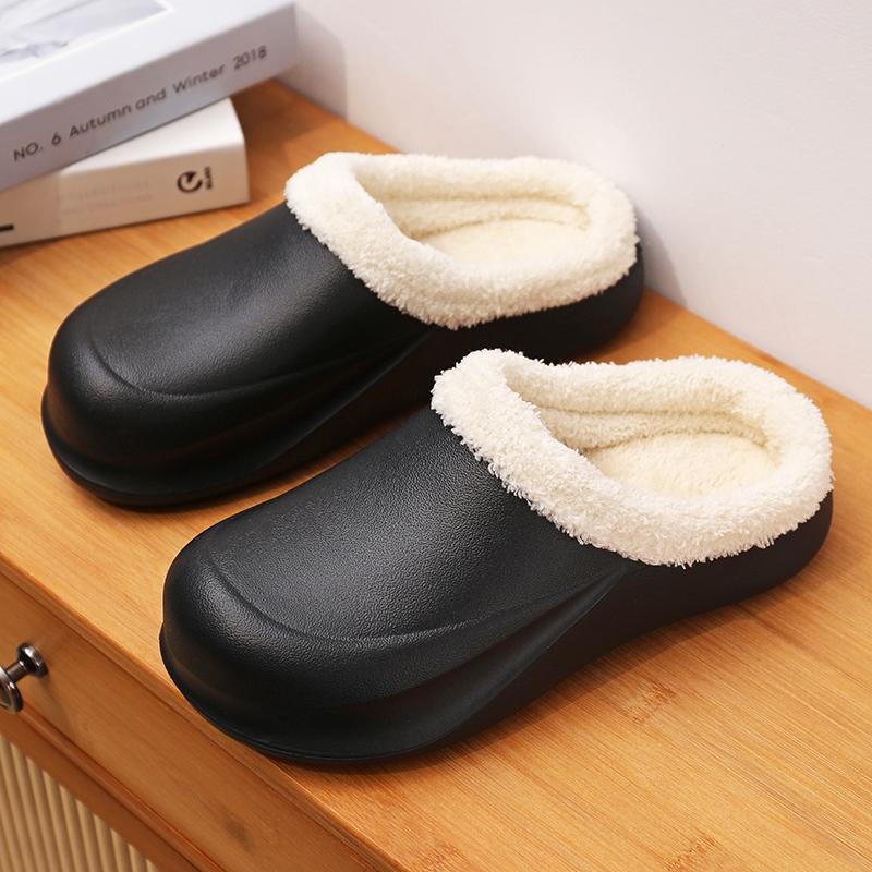 Fashion Mens Shoes New High-quality Home Warm Cotton Slippers for Men's Winter Outdoor Platform Thick Soled Couple Half Slippers 2024