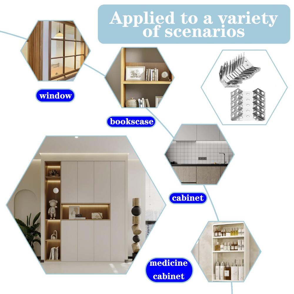 50pcs Multi-Functional Angle Brackets, Suitable for Cabinets and Shelves, Can Be Used in Both Home and Office Settings.