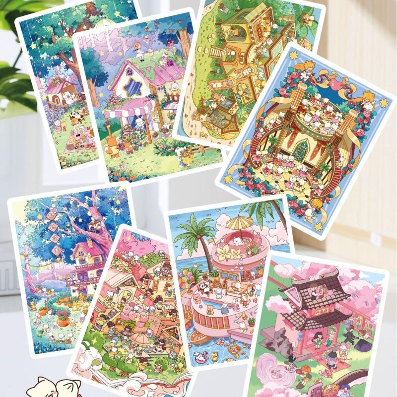3D Landscape Sticker Cartoon Visual Stacking Sticker Cabin Scene Miniature Scene Book Student