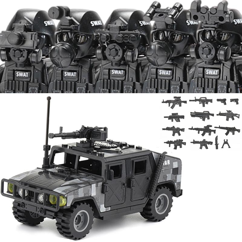 Городская полиция Китай Спецназ Конструктор Штурмовой солдат Фигурки SWAT Маска газовой защиты Военное оружие Кирпичики Игрушки Дети