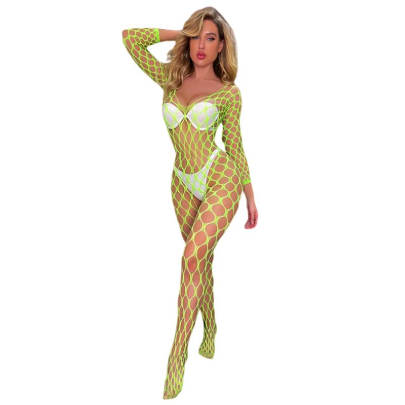 Plus Size Women Hollow Fishnet One-piece Stocking Open Net Lingerie Sexy See-through Lingerie