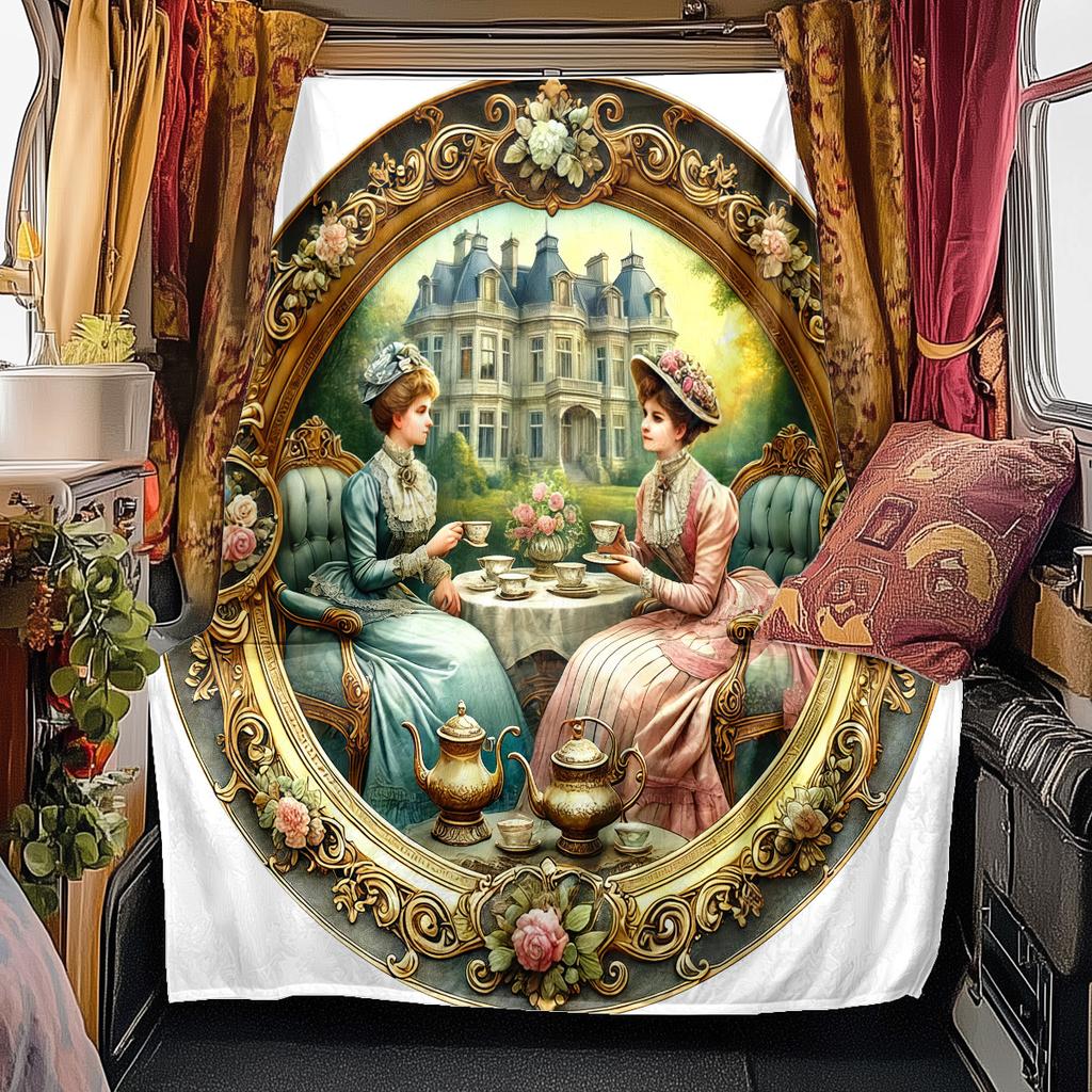 1pc Lady Victoria's Garden Tea Party blanket, al season lightweigh Poster blanket home office outdoor nap multifunc Poster blanketional blanket
