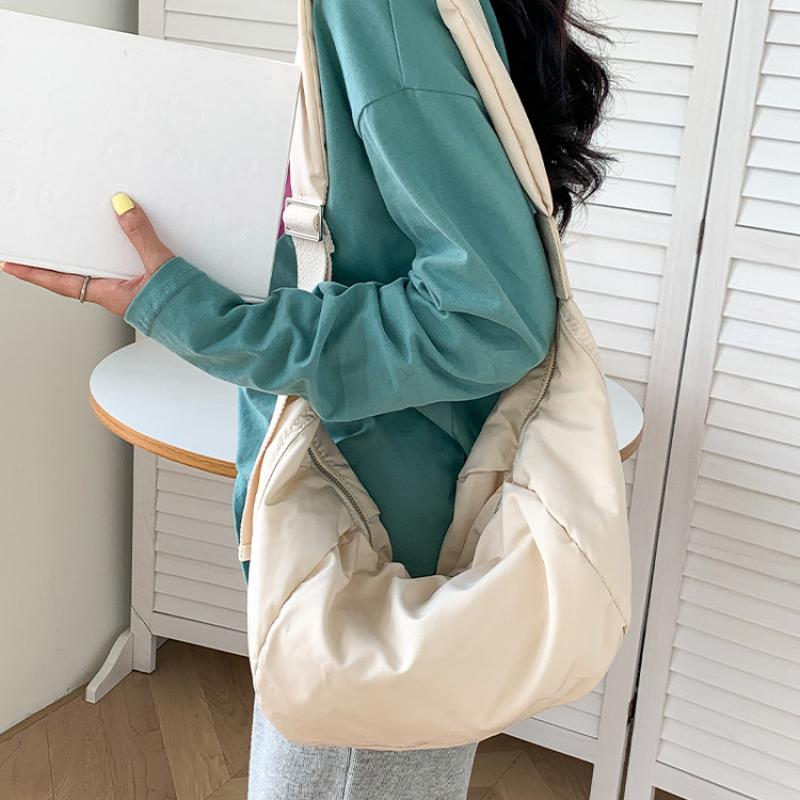 Large-capacity Casual Crossbody Bag, High-end Solid Color Shoulder Bag