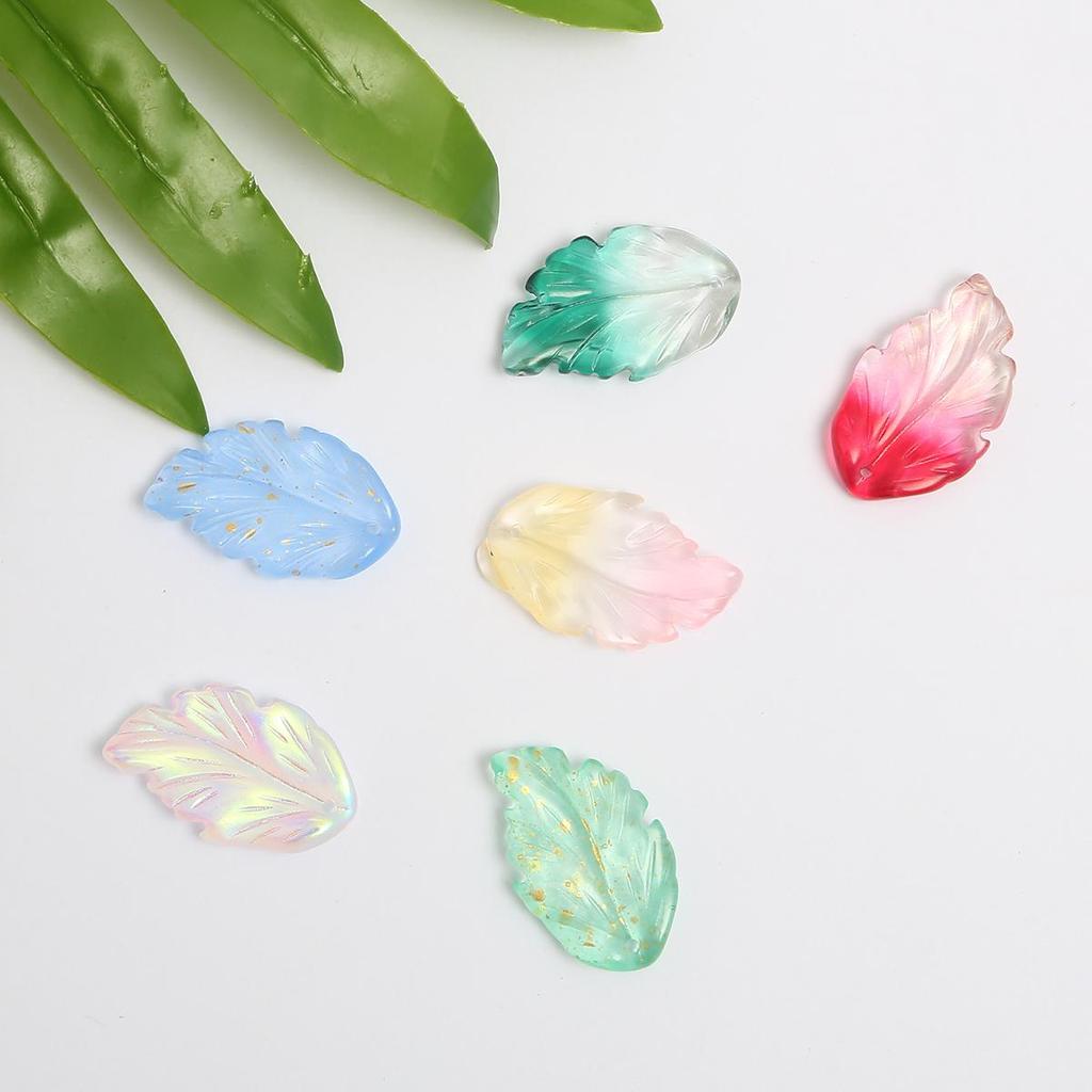10 шт./пакет 17X28 мм стеклянные бусины в форме листьев в форме перьев DIY браслет ожерелье серьги ювелирные аксессуары