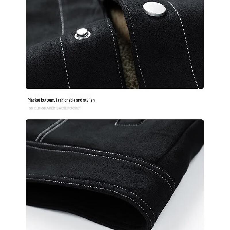 Мужская повседневная куртка Mao Ren из замшеподобного материала с флисовой подкладкой