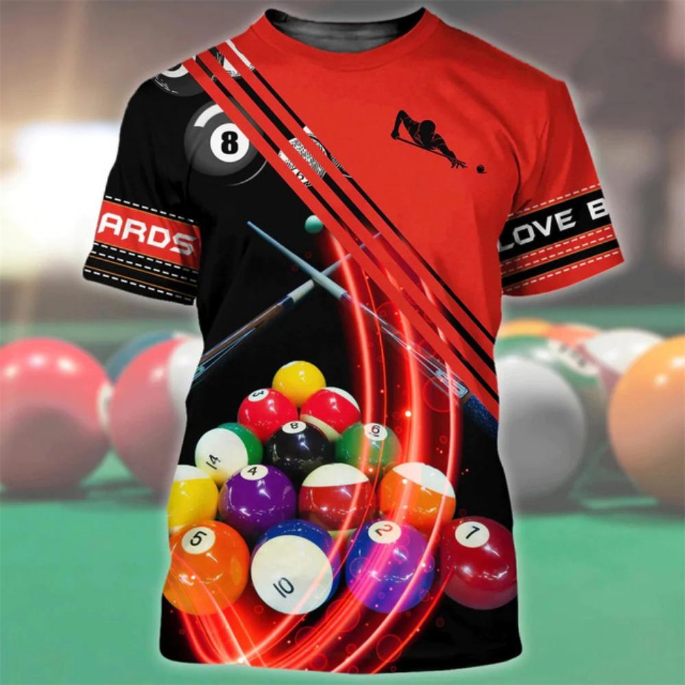 Летняя мужская футболка «Бильярд № 8», черный шар с 3d принтом, высококачественная мужская верхняя праздничная повседневная одежда, повседневная уличная одежда с коротким рукавом