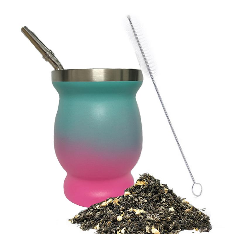 230 мл Нержавеющая сталь Мате Чашка для чая Yerba Mate Тыква с бомбильями Нержавеющая сталь Мадаи Чашка