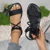 Large Size Sandals Women Summer Outer Wear Fashion Hundred Woven Flat Roman Sandals