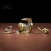 Tea Table Sculpture Vintage Bronze Snail Sculpture, Metal Animal Statue, Slow Living Desk Life Decor for Home Office Table, Garden Yard Ornament Gift