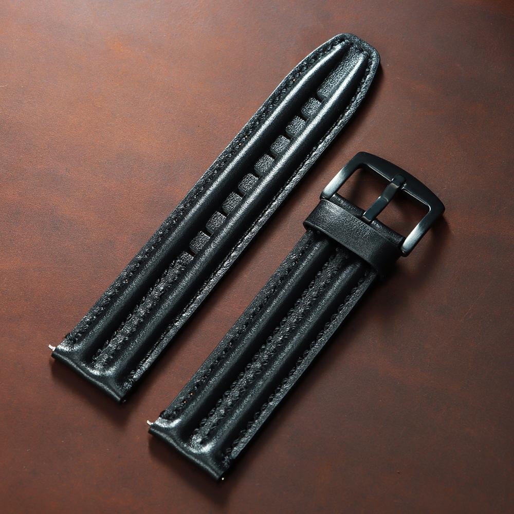20 мм 22 мм 24 мм Ретро Натуральная Коровья Кожа Ремешки для Часов для Seiko Кожаный Прочный Двойной Костяной Ремешок для Omega Мужские Женские Аксессуары