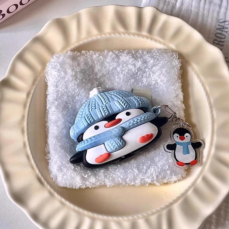 Cute Three-dimensional Scarf Little Penguin Headphone Cover for Apple Airpods 1/2 Pro Pro2 3 4 Pendant Protective Case