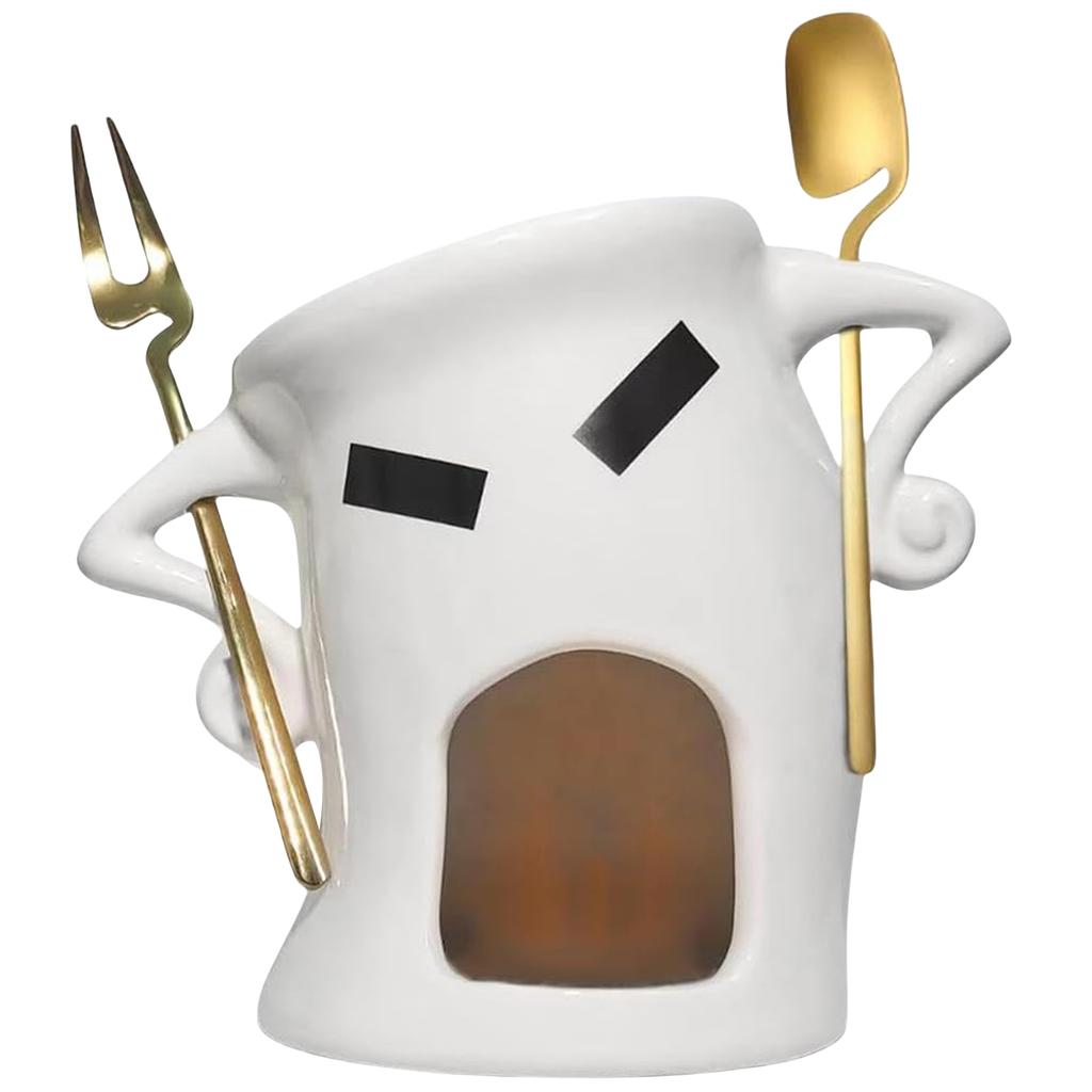 Ceramic Chocolate Fondue Melting Cup with Spork Sweet Fondue Cup Melting Fondue Mugs Set for Parties Cozy Nights Gifts