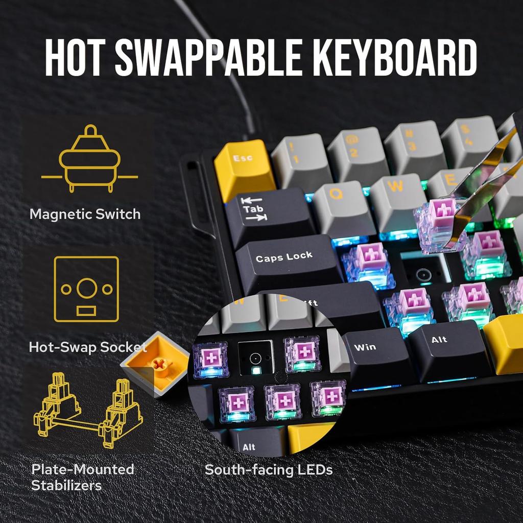 AULA WIN68 HE WIN60 MAX Ver Keyboard W/ PBT Keycaps Hot-Swap E-sports Chip RT Esports Game 65% Wired 8 RGB Backlit Keyboards
