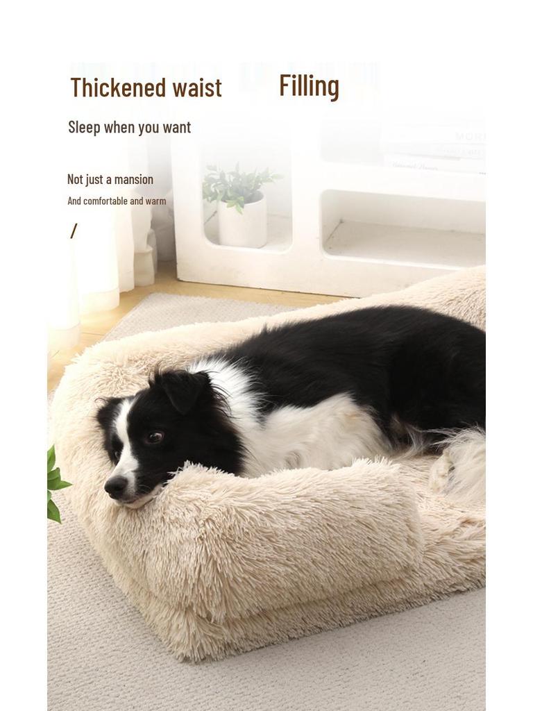Плюшевая круглая лежанка для домашних животных для собак и кошек - Зимний коврик для собак