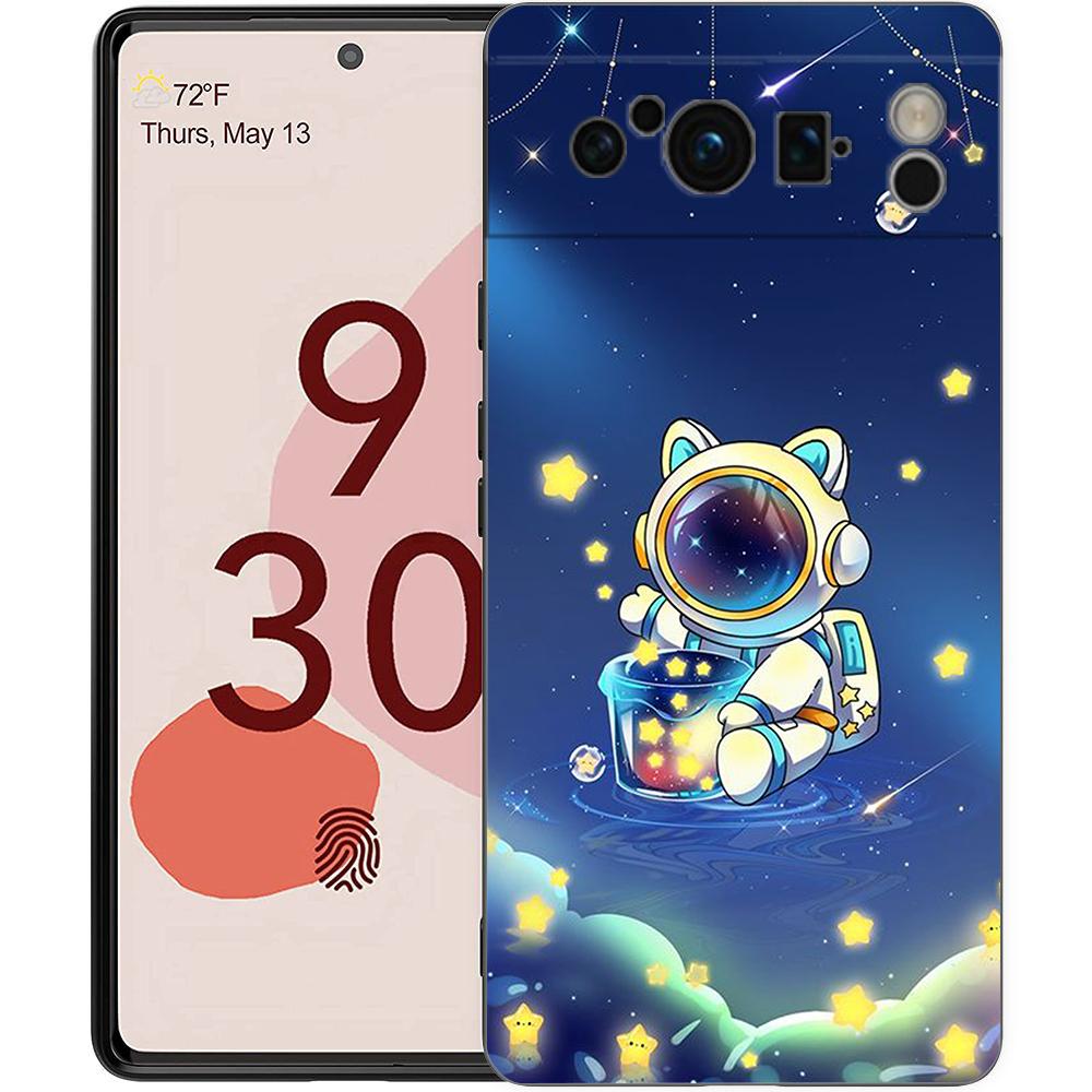Милый мультяшный астронавт для Google Pixel 8 7 6 Pro 6A 5G черный чехол для телефона мягкая противоударная задняя крышка силиконовый чехол TPU