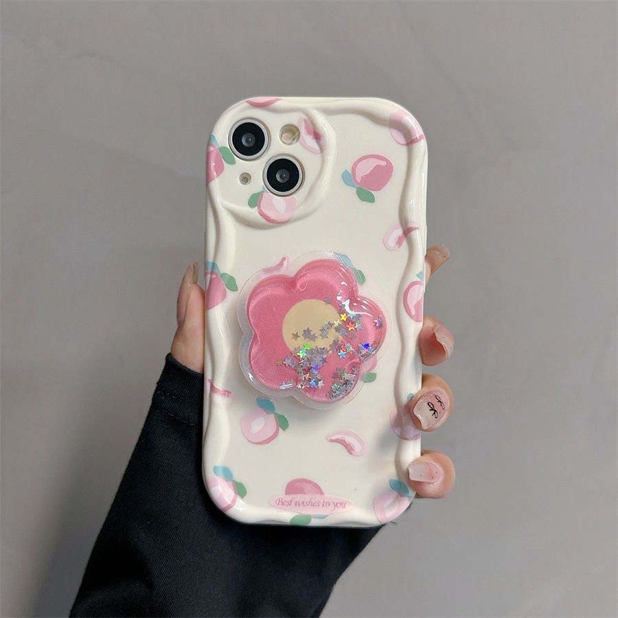 Корейский держатель с цветочным рисунком 3D Волна Чехол для Realme 15 5G 15 14 13 12 Pro 11 Plus C71 C75 C53 C55 Note 60 C61 GT6 Чехол Funda S