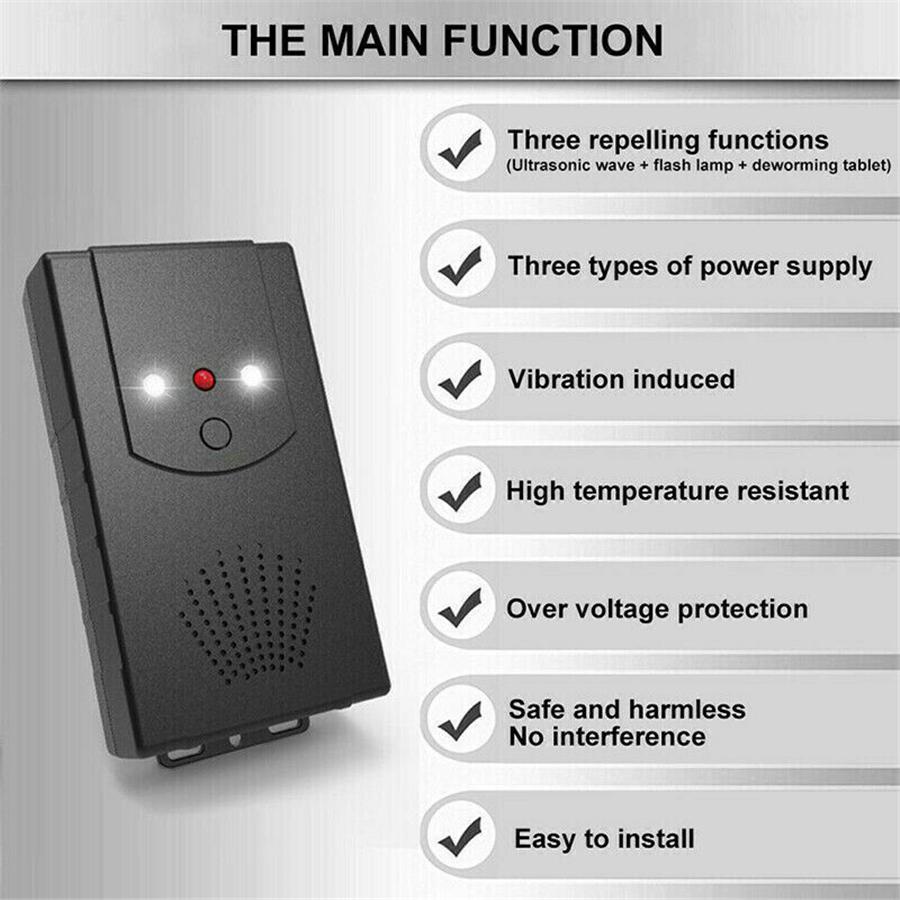 Auto SUV UltraSonic Under Hood Mice Rat Pest Repellent Mouse Repeller Universal