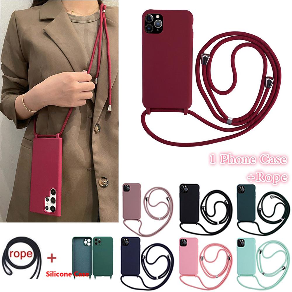 Crossbody Lanyard Silicone Case for IPhone 16 15 14 13 12 11 Pro Max XSMAX XR 8 7 Samsung S25 S24 S23 S22 S21 Ultra Plus S21FE A15 A55 A16 A53 A14 A54