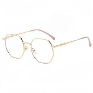 Sweet girl style plain face myopia glasses female retro gold wire polygon student anti-blue light flat mirror square round face thin