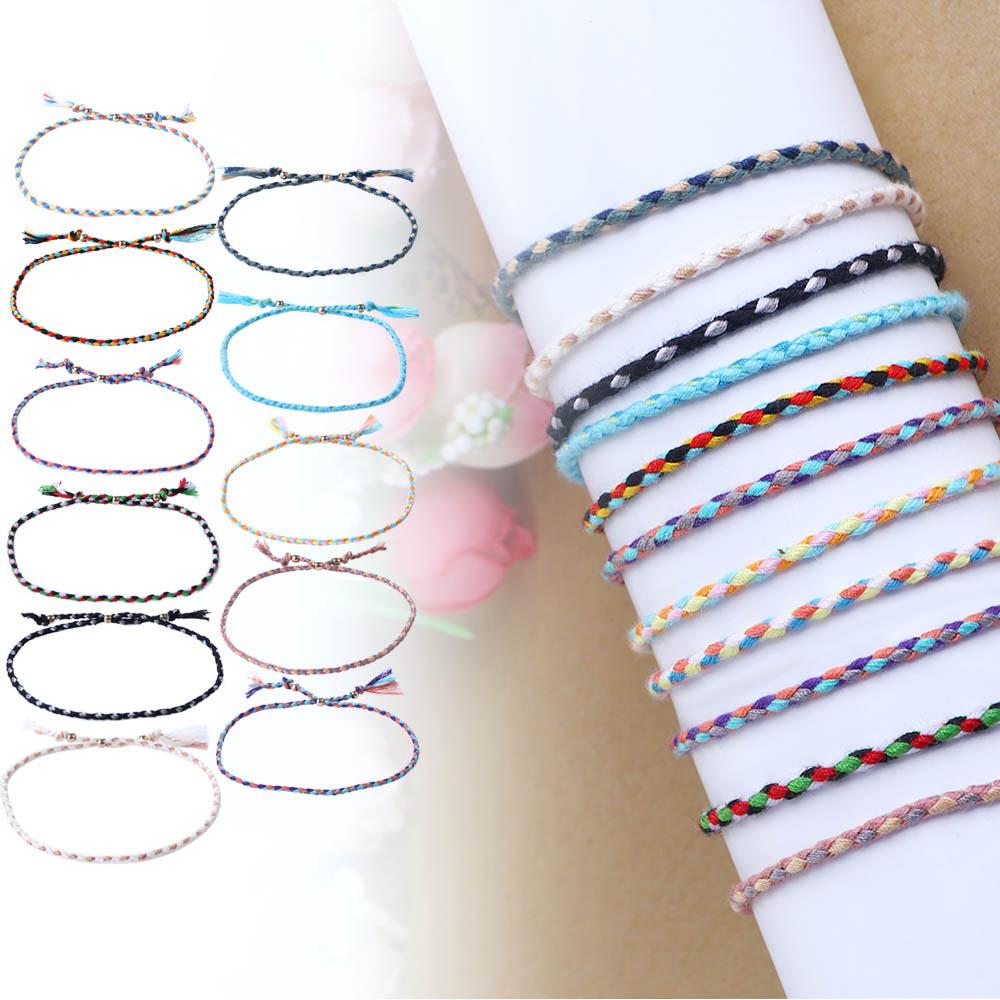 Copper Bead Girls Colorful Polyester Thread Fashion Accessories Braid Hand Rope Woven Bracelet