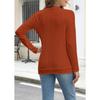 GMXIA Women's Autumn Winter Pit Strip Ground Solid Color Round Neck Button Long Sleeve T-shirt