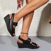 Модная Удобная Кожаная Обувь Средний Каблук Сандалии 2025 Женские Сандалии на Платформе и Танкетке Офис Мама На Каждый День