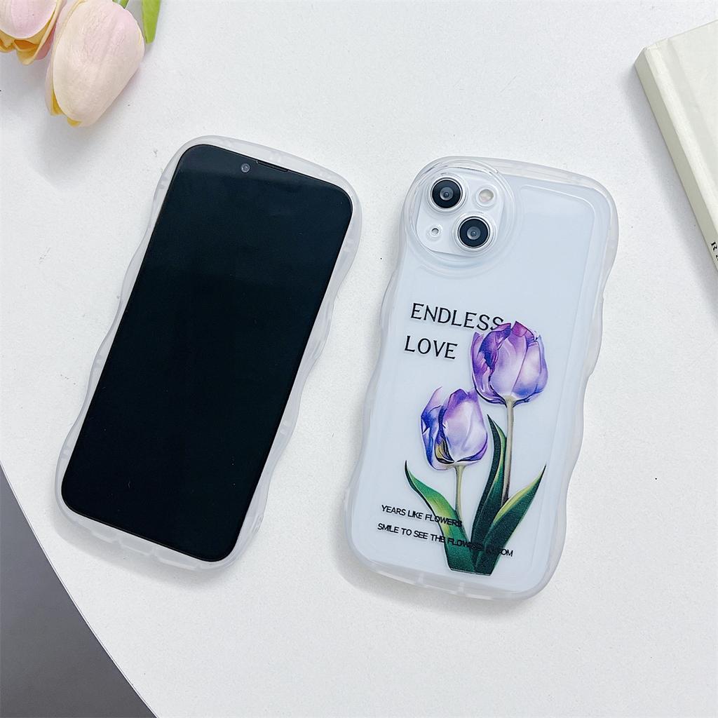 Good Fortune and Endless Love Tulip Pattern Soft TPU Shell Fashion Phone Case for iPhone Samsung Vivo Xiaomi Oppo