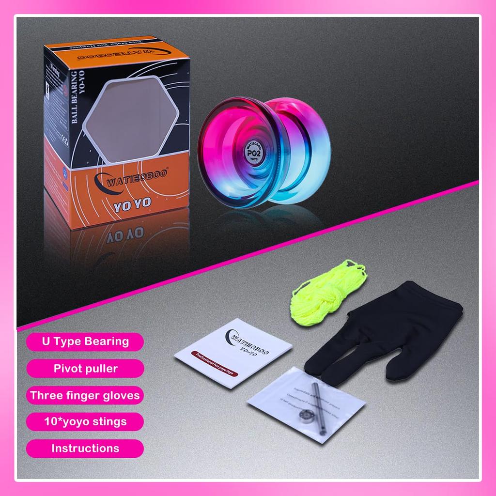 WATIEOBOO P02 Отзывчивый Подходит для начинающих и продвинутых Набор игрушек для ПК Йо-йо Двухцветный набор, Переключаемый не отзывчивый, Взрослые, Йо-йо большого диаметра