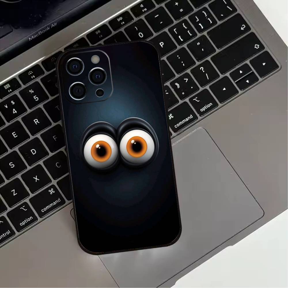 Funny Face Phone Case For iPhone 17,16,15,14,13,12,11 Plus,Pro Max,XS,Soft Silicone Black Cover