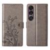 For Sony Xperia 1 VII Wallet Case Butterfly Floral Imprint PU Leather Phone Cover with Wrist Strap
