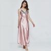 Women's Satin Lace Nightgown Spaghetti Strap Sleeveless Slip Dress Soft V Neck Maxi Sleepwear Silky Chemise Nightdress