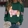 Breast  Sweatshirts For WomenRibbon Breast  Shirt Cute Dog Graphic  Long Sleeve Tops