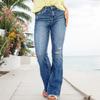 Women's Mid-Rise Stretch Jeans Fashion Straight Leg Denim Pants With Pockets