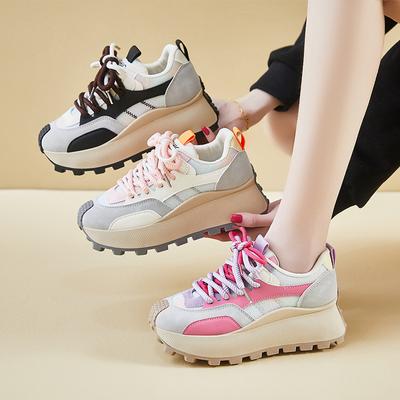 Женские повседневные кроссовки для бега со шнуровкой, удобные кроссовки для ходьбы, нескользящие кроссовки на толстой платформе для тенниса для женщин, спортивная обувь для тренировок на открытом воздухе