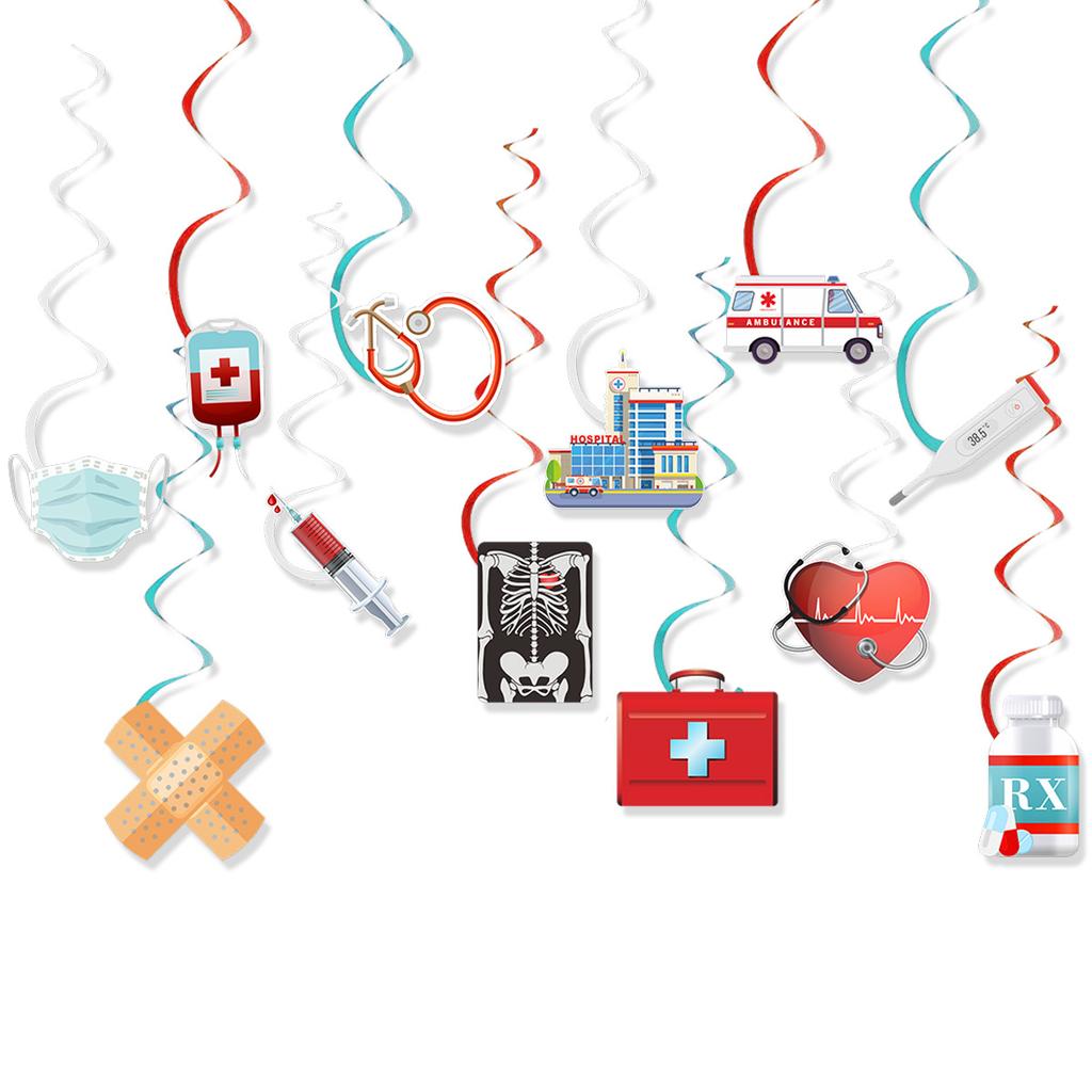 12 шт. Медицинский день Выпускной вечеринка Украшение Спиральная подвеска Выпускной вечер Спиральная подвеска